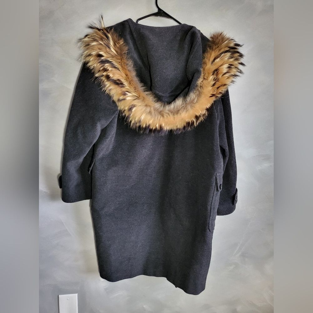 WEEKEND BY MAXMARA Mid Thigh Length Virginwool real fur hood Parka Trench Coat 8